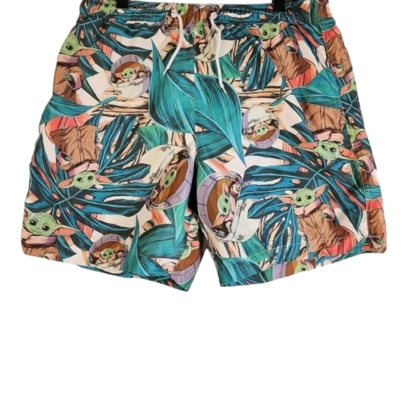Star Wars Baby Yoda Tropical Swim Trunks Drawstring - Picture 1 of 5
